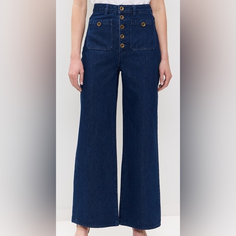 Rolla's High Rise Studio Flare Lou Jeans in Dark Vintage Blue. Size 26 NWT
